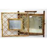 A bamboo framed wall mirror 45H x 41D and a bamboo framed dressing table mirror 41H x 43W