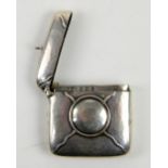 Arts & Crafts design silver vesta case with hammered finish, by William Hair Haseler, B'ham 1905
