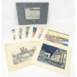 After Ando Hiroshige folio of six facsimile woodblock prints, to include 'Snowfall at Kambara', '