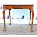 Early 20th century mahogany games bridge table, the top with a leather insert and single drawer