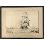 Walter A. Richards, 'HMS Victory', etching, unsigned, 20 x 29.5cm Some spots of damage to paper.