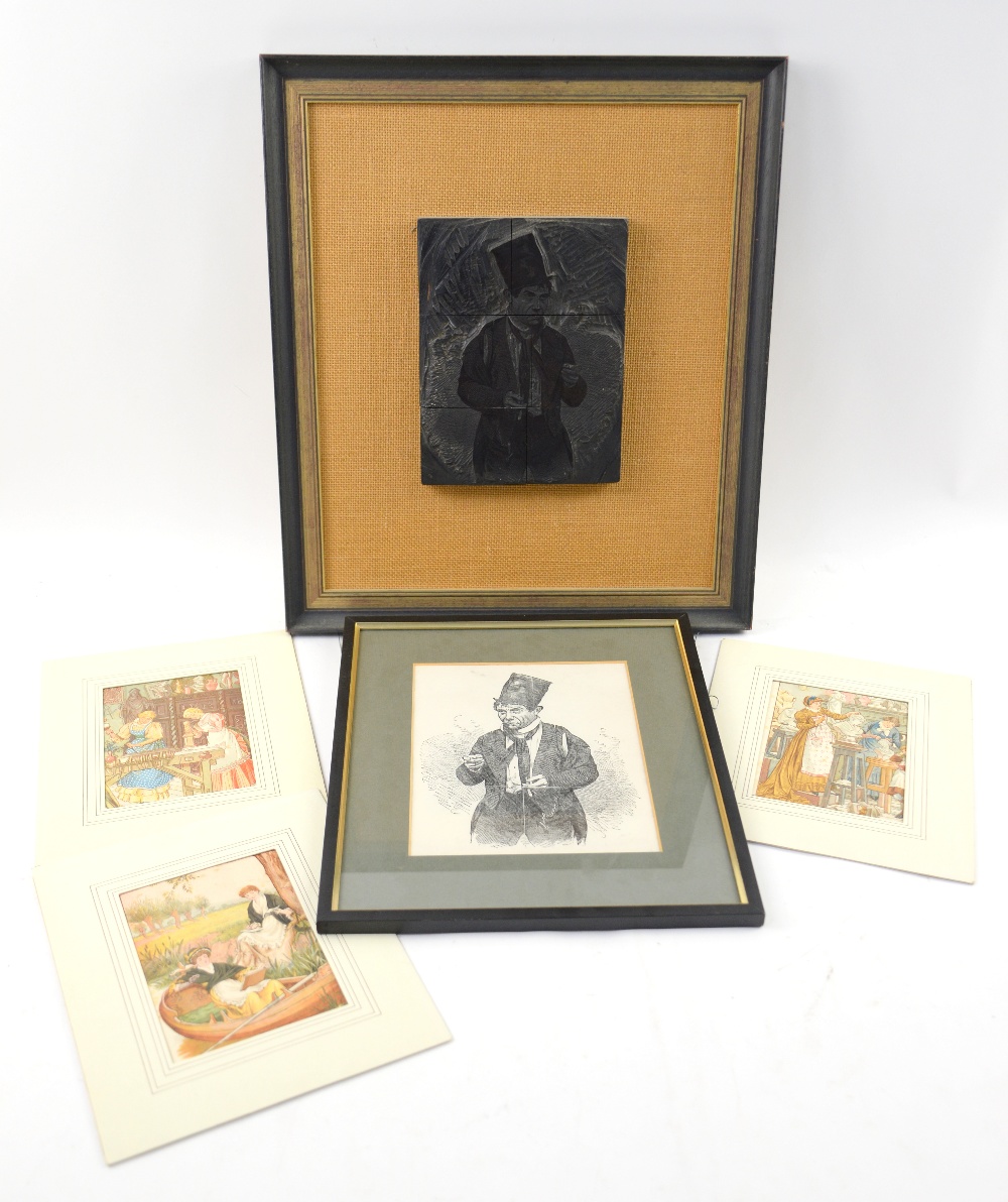 Collection of pictures and prints to include a Murghal miniature, a chimney sweep woodblock and - Image 2 of 2