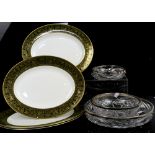 Three graduated silver plated mounted cut glass bowls,
