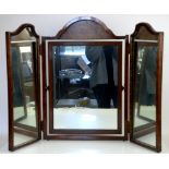 Mahogany triptych mirror, H69 x W93cm