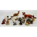 Beswick Kangaroo model 1160, Beswick Fox, Koala, rams and other creatures (17 in lot)