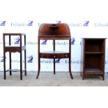 Two 19th century mahogany washstands together with a 20th century side cupboard.
