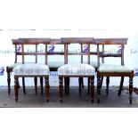 Set of four 19th century mahogany bar back dining chairs on turned legs together with a pair of