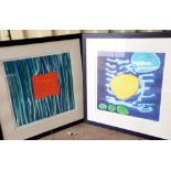 Heidi Konig prints, limited edition of 75, in blue wood frames, signed, 52 x 53cm (2 in lot)