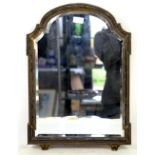 Silver plated converted bevelled wall mirror with bobbin border and scroll feet. 57H x 40W
