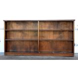 20th century mahogany bookcase with three shelves to each side. 168W x 86H x 23D