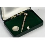 Golfing interest cased silver marker and novelty pencil in the form of a golf tee, B'ham 2000
