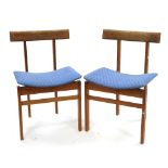 Inger Klingenberg for France & Son, two teak desk chairs with curved back and blue upholstered