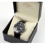 Rotary gentleman's waterproof quartz watch, with Rotary black leather strap, in Rotary box Ewbank'