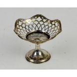 Pedestal silver pierced bon bon dish by Herbert Edward Barker Chester 1907