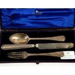 Cased 19th century silver 3 piece christening set by George Adams London 1861
