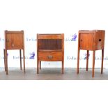 19th century mahogany nightstand with tray top above tambour cupboard and pull out drawer 47W x