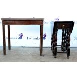 19th century mahogany fold over serpentine card table together with a 19th century small oak gateleg