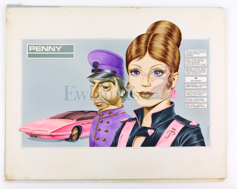 T Force - Hand drawn concept design artwork for T Force showing Penny (Lady Penelope) with Parker in - Image 2 of 2