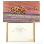 Terrahawks - Two original concept artworks of a Centauran Crustacean for Terrahawks, one in colour
