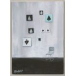 John Hainsworth (British). '8 of Spades', oil on board, signed and dated front and back. 21 x