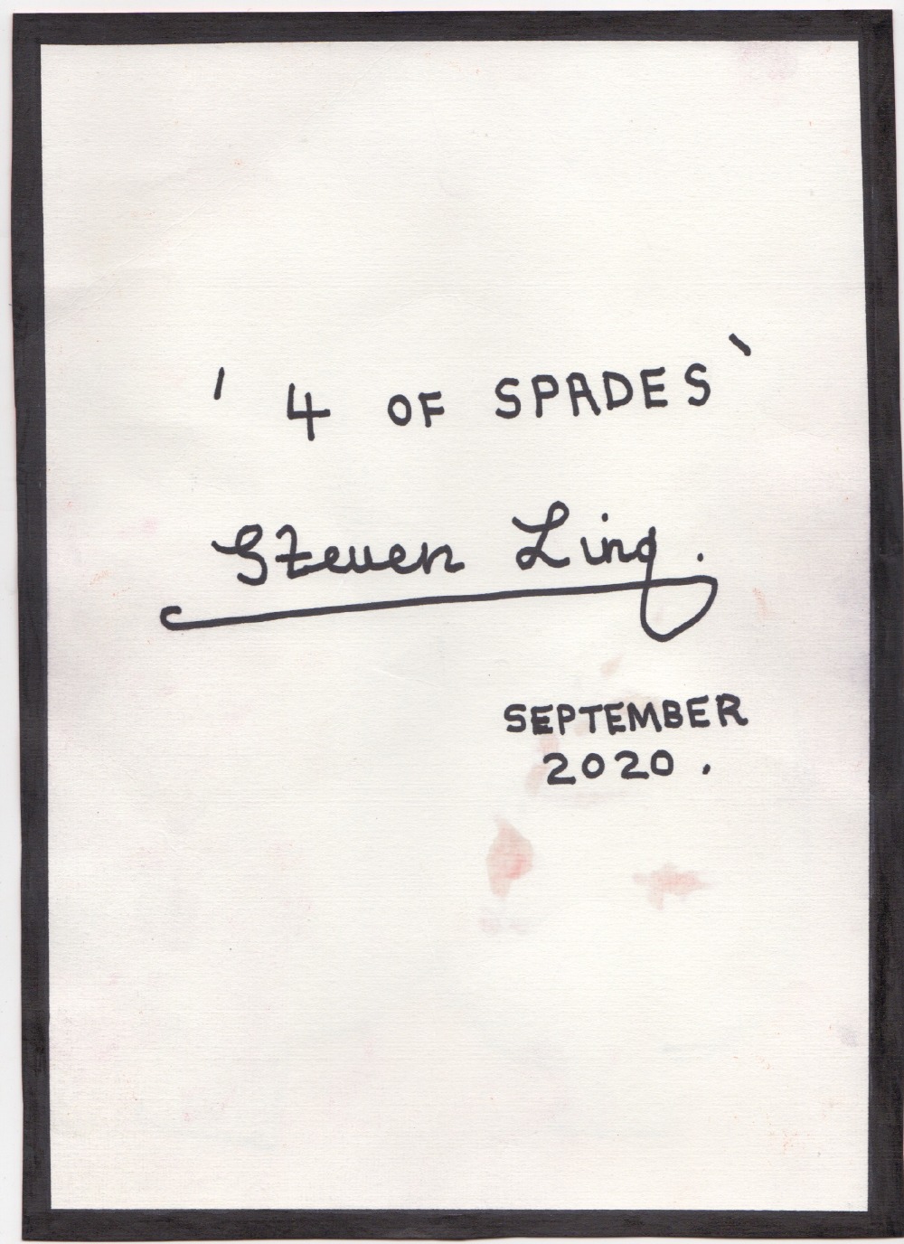 Steven Ling (British, b.1966). '4 of Spades'. Acrylic and felt tip pen on paper, signed, titled - Image 2 of 2