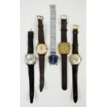 Avia 17 jewel wristwatch, Mondaine automatic 25 Jewels watch, Josmar De Luxe watch with a blue dial,