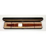 Accurist quartz wristwatch, rectangular silvered dial, baton markers, brown leather strap, in box (