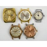 Five watches, including a Rama, Poljot 29 Jewel De Luxe automatic, Ingersoll automatic, Timex and an