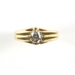 Old cut diamond ring, estimated diamond weight 0.82 carats, set in a ten claw mount with grooved