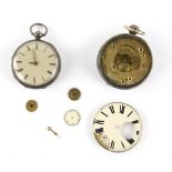 Victorian silver open face pocket watch the enamel dial with Roman numeral hour markers and minute