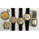 A Medana 17 jewel wristwatch, with a Lewis of Sheffield watch, a Jenco watch, Venus watch, Dako