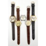 Slava 28 jewel wristwatch, with a silver coloured dial, Arabic numerals and day date window, with