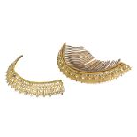 Two Regency period openwork tiara hair combs, one decorated with faux pearls and another set with