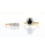 Three stone diamond ring, round brilliant cut diamonds weighing an estimated total of 0.70 carats,