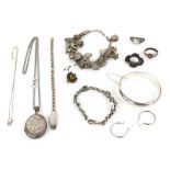 Mixed group of vintage and antique costume jewellery, Victorian fancy link bracelet with swivel