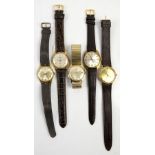 Five wrist watches, including Lacorda, with a 17 Jewel movement, in gold plated case, a Relide, 21