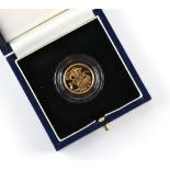 Royal Mint. 1996 Gold Proof Half-Sovereign Coin, in presentation box and case with certificate /