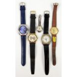 Omax automatic crystal 25 jewel watch, a round metallic blue and purple dial, with baton hour