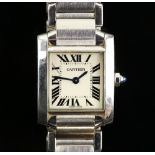 Cartier Tank Francaise 2384 ladies wristwatch, stainless steel case, the smooth bezel surmounting an