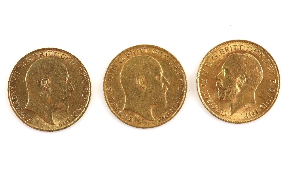 Three gold half sovereigns, two King Edward VII 1910 and one King George V 1914 - Image 2 of 2