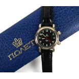 A Russian Poljot Novet aviator wristwatch, 18 jewel automatic movement, black dial with