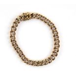 Victorian curb chain bracelet, testing as 15 ct, with hidden clasp and two safety catches, 19cm in