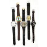 Ladies Ingersoll wristwatch with black dial and bezel, Vintage Hira executive watch, Mickey Mouse