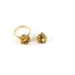 Cirtine dress ring, round cut citrine, weighing an estimated 5.60 carats, ring size P 1/2 and a