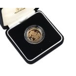 Royal Mint. 2001 Gold Proof Sovereign Coin, in presentation box and case with certificate /