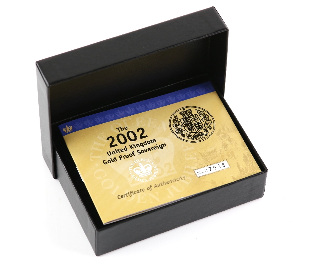 Royal Mint. 2002 Gold Proof Sovereign Coin, in presentation box and case with certificate / - Image 3 of 3