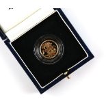 Royal Mint. 1996 Gold Proof Half-Sovereign Coin, in presentation box and case with certificate /