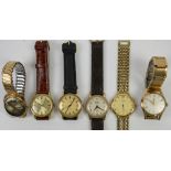 B. Jobin Swiss 17jewel incabloc wristwatch, with champagne dial, baton hour markers, on brown