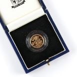 Royal Mint. 1996 Gold Proof Half-Sovereign Coin, in presentation box and case with certificate /