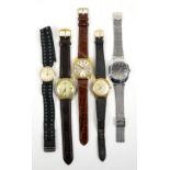 A group of watches, including a Technos gold shield 21 Jewel watch, a Sekonda wristwatch, a Paul